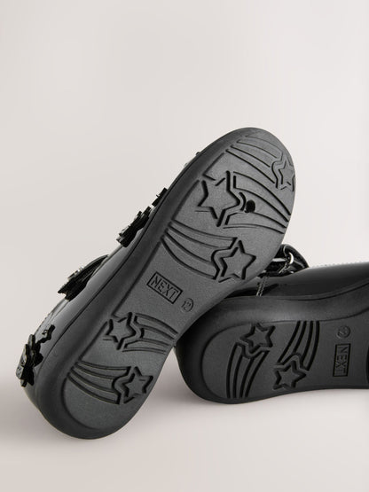 Black Patent Standard Fit (F) School Butterfly Mary Jane Shoes image 4