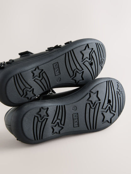 Black Matt Standard Fit (F) School Butterfly Mary Jane Shoes image 5