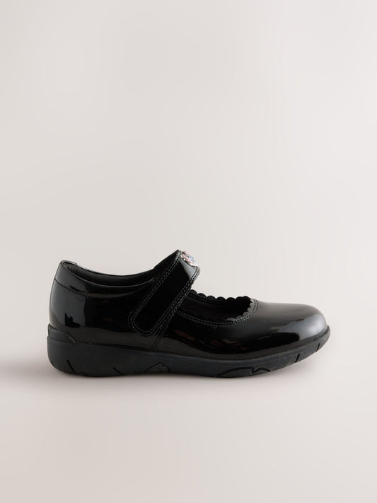 Black Lilo & Stitch Mary Jane Patent School Shoes image 2