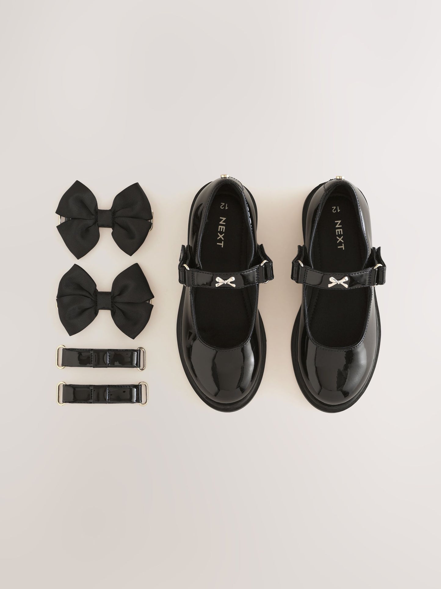 Black Patent Interchangable Strap Mary Jane School Shoes image 1