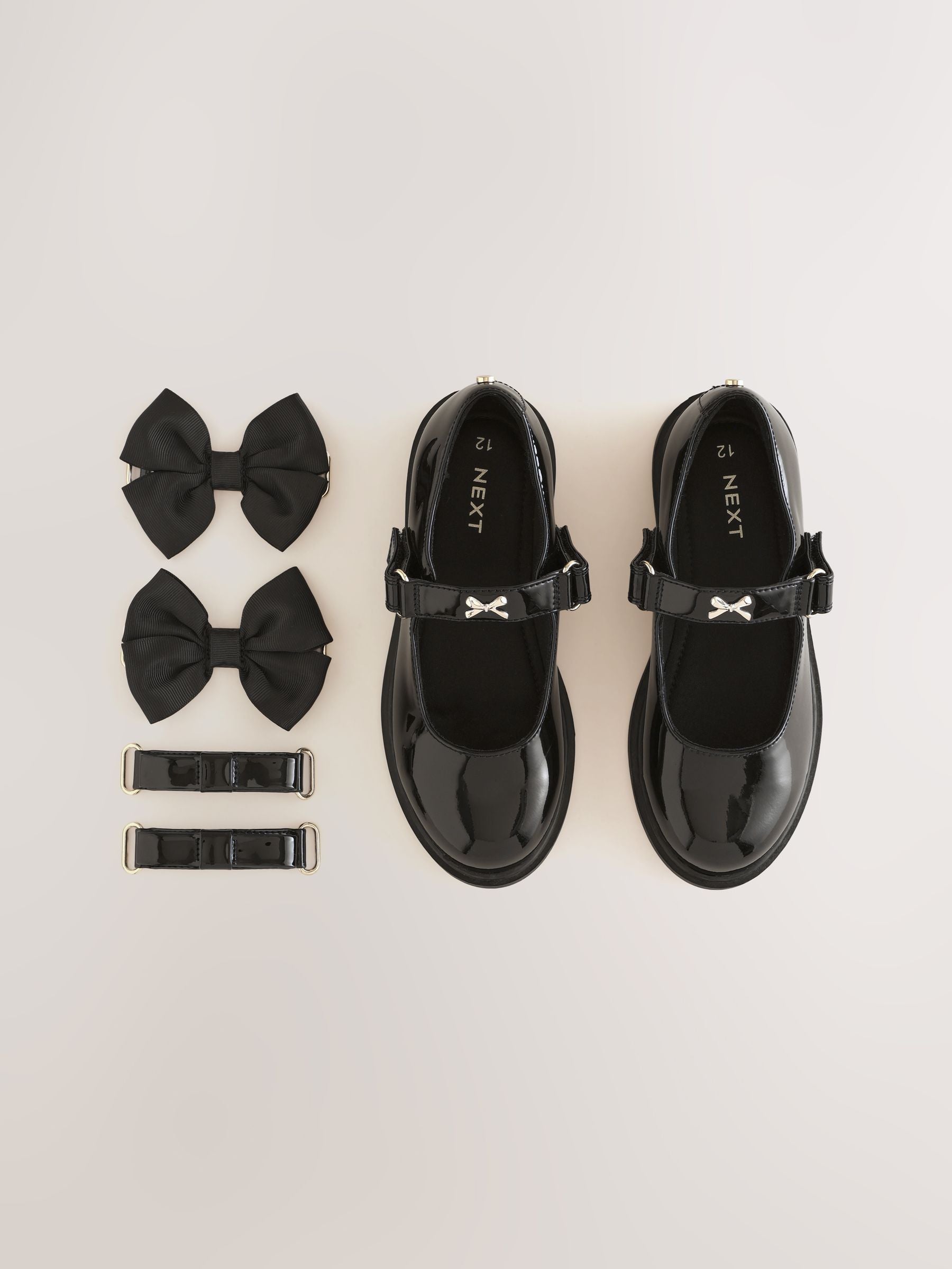 Black Patent Interchangable Strap Mary Jane School Shoes image 1