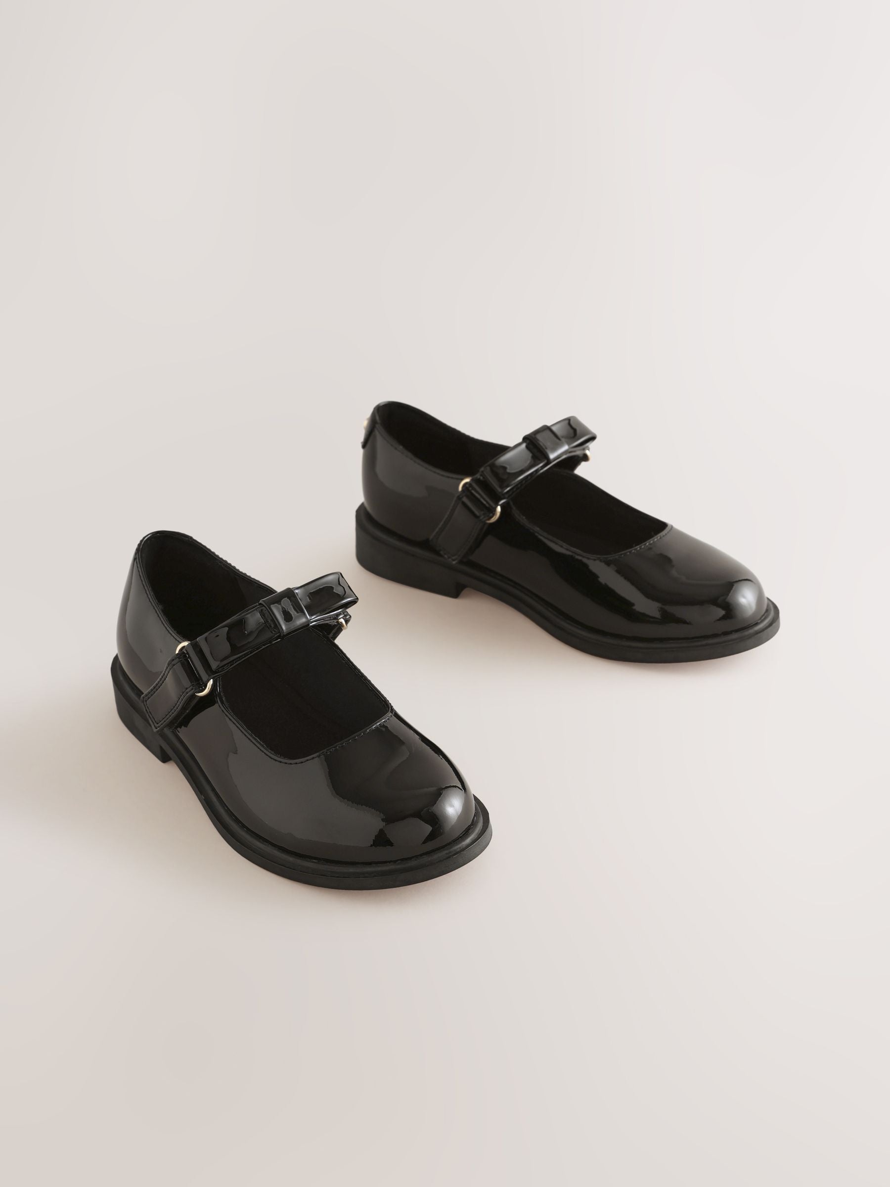 Black Patent Interchangable Strap Mary Jane School Shoes image 2