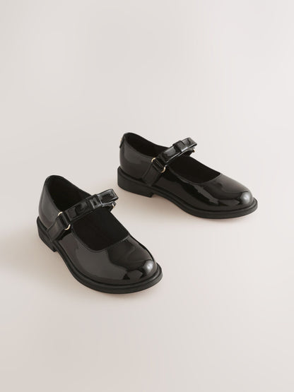 Black Patent Interchangable Strap Mary Jane School Shoes image 2