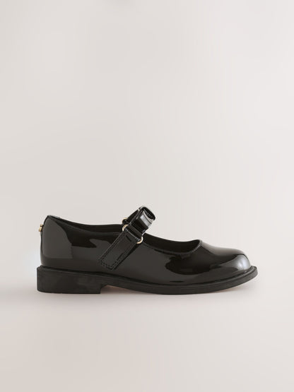 Black Patent Interchangable Strap Mary Jane School Shoes image 3