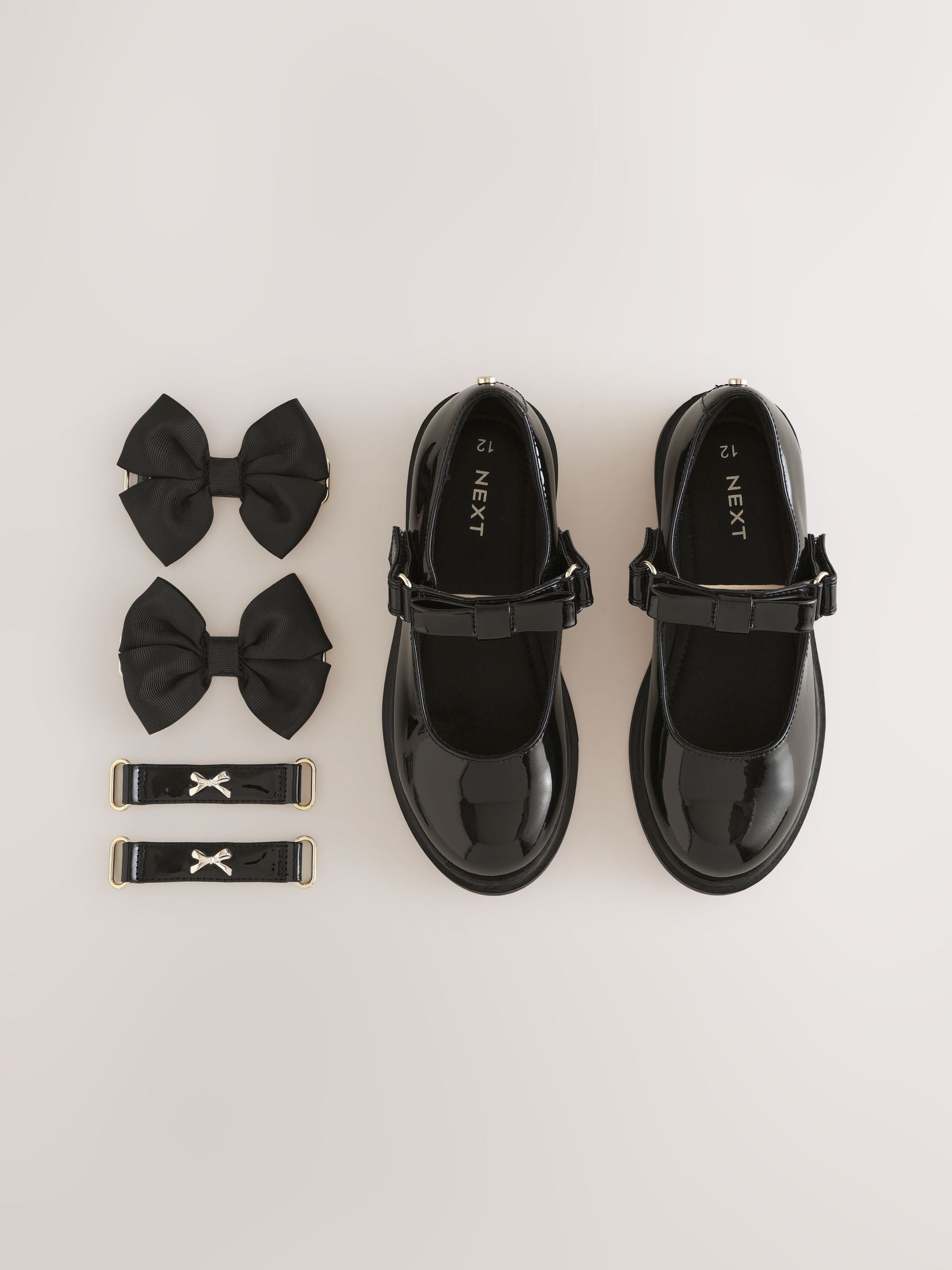 Black Patent Interchangable Strap Mary Jane School Shoes image 4