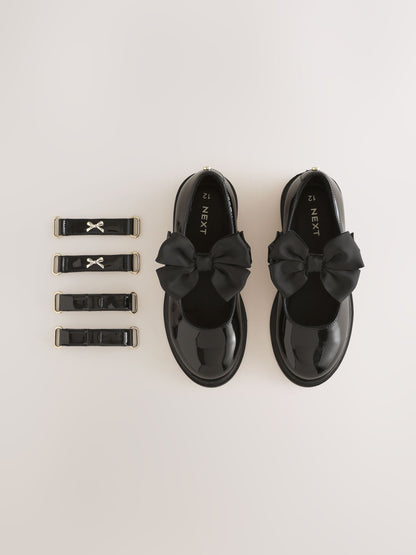 Black Patent Interchangable Strap Mary Jane School Shoes image 5