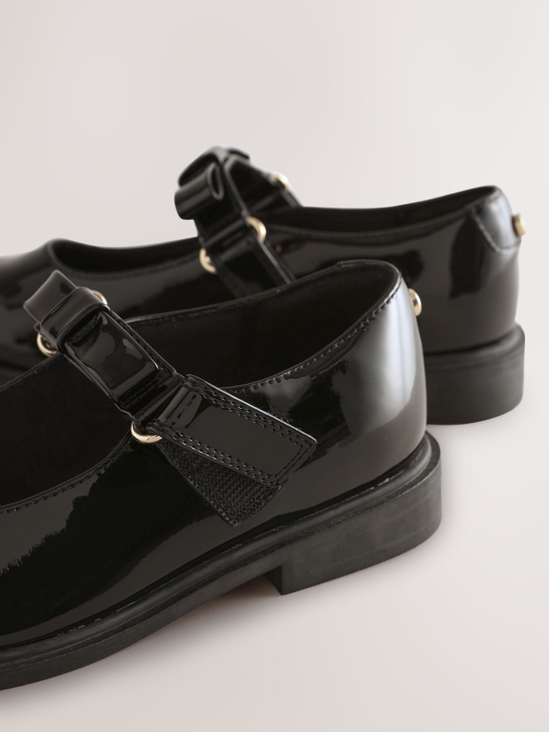 Black Patent Interchangable Strap Mary Jane School Shoes image 7