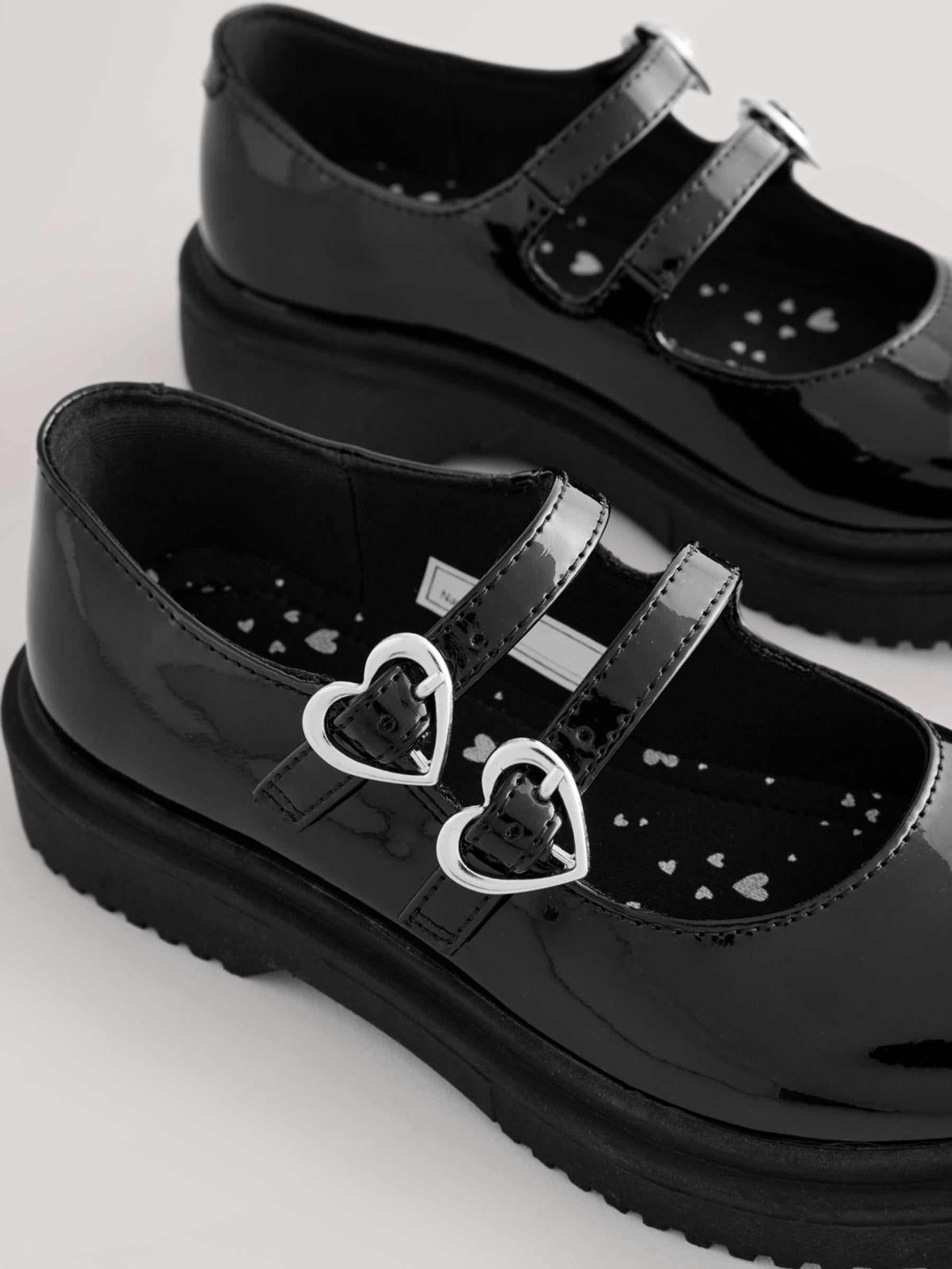 Black Patent School Chunky Double Buckle Mary Jane Shoes image 3