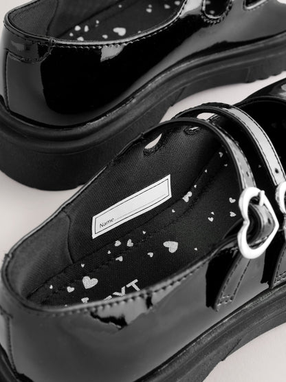 Black Patent School Chunky Double Buckle Mary Jane Shoes image 4