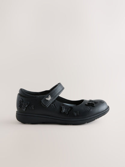 Black Matt Wide Fit (G) School Butterfly Mary Jane Shoes image 2