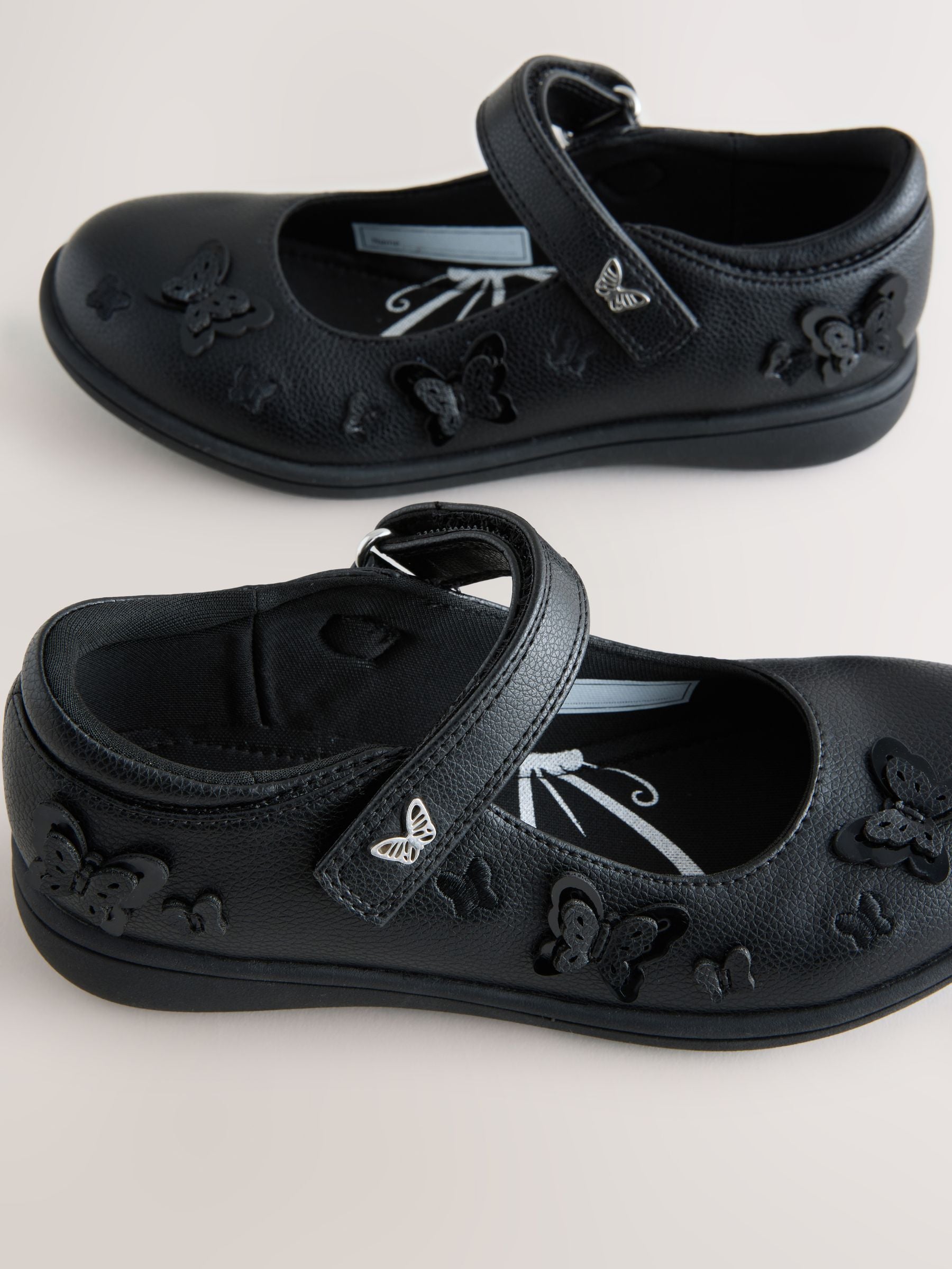 Black Matt Wide Fit (G) School Butterfly Mary Jane Shoes image 3