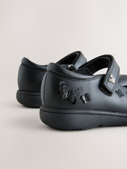 Black Matt Wide Fit (G) School Butterfly Mary Jane Shoes image 4