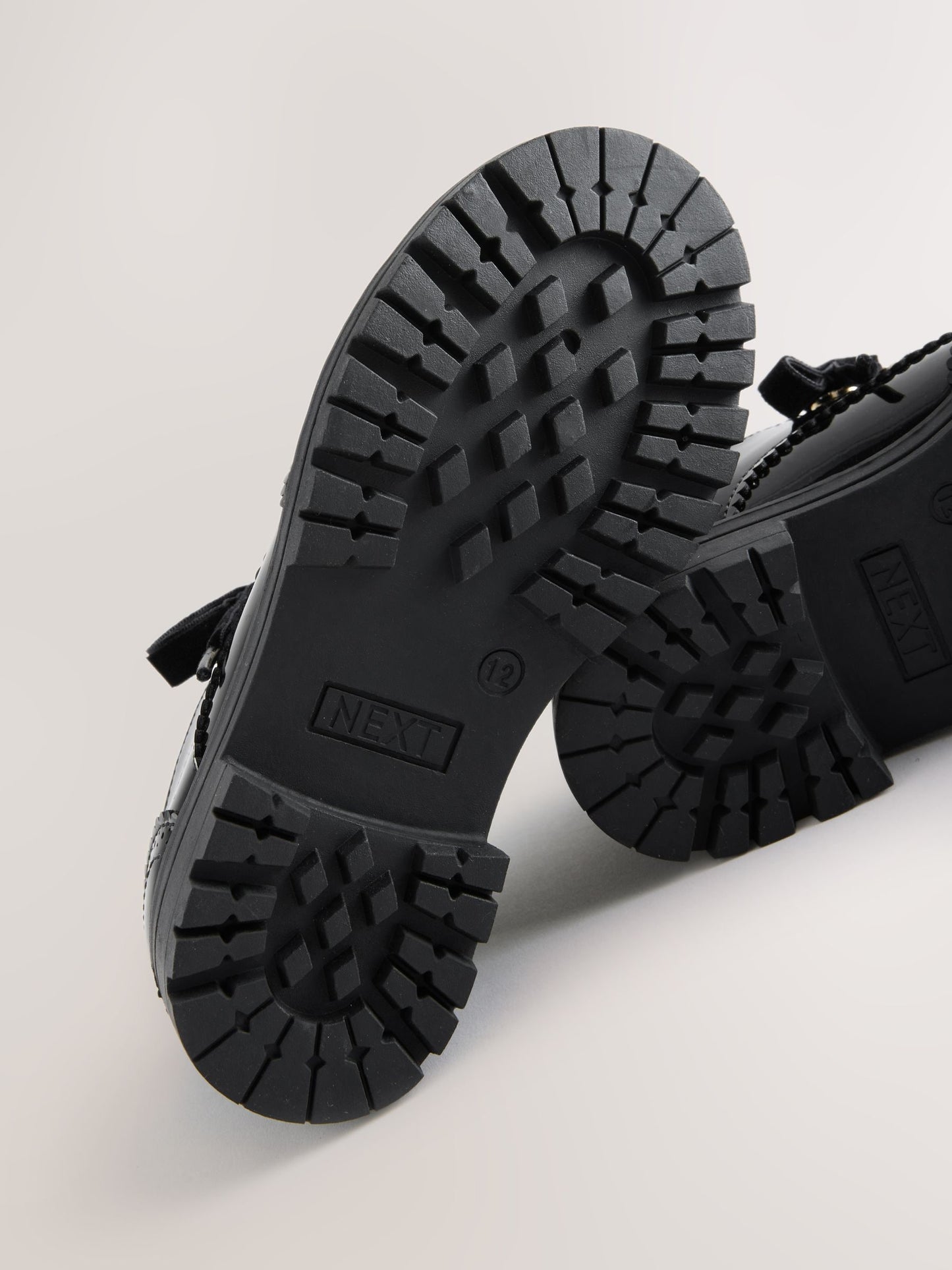 Black Patent Brogue Chunky Lace Up School Shoes image 6