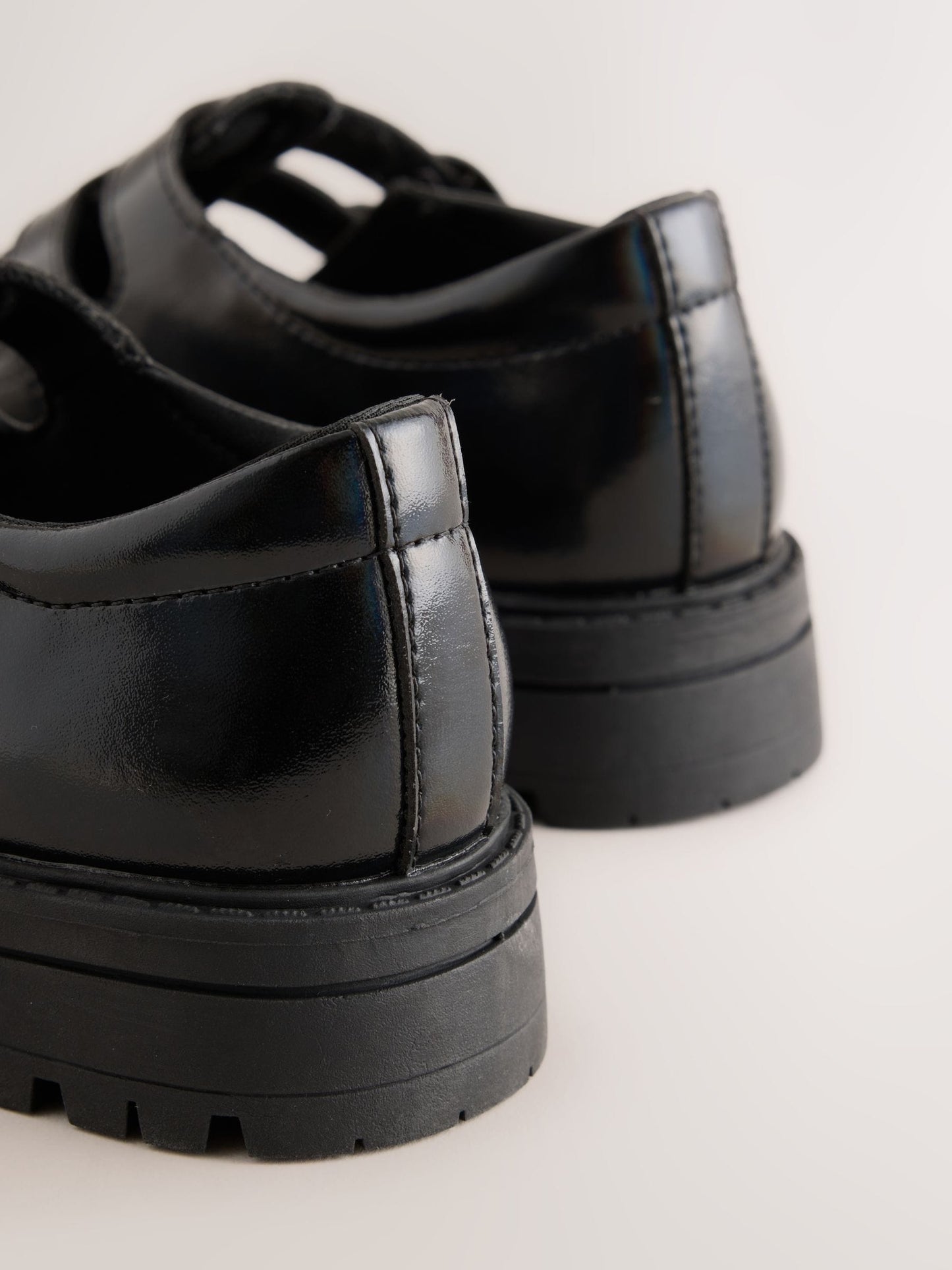 Black Iridescent Patent T-Bar Double Buckle School Shoes image 3