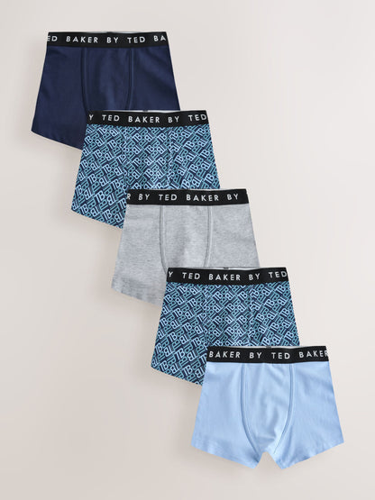 Dsiney Kidz - Baker by Ted Baker Blue/Navy Boxers 5 Pack image 1