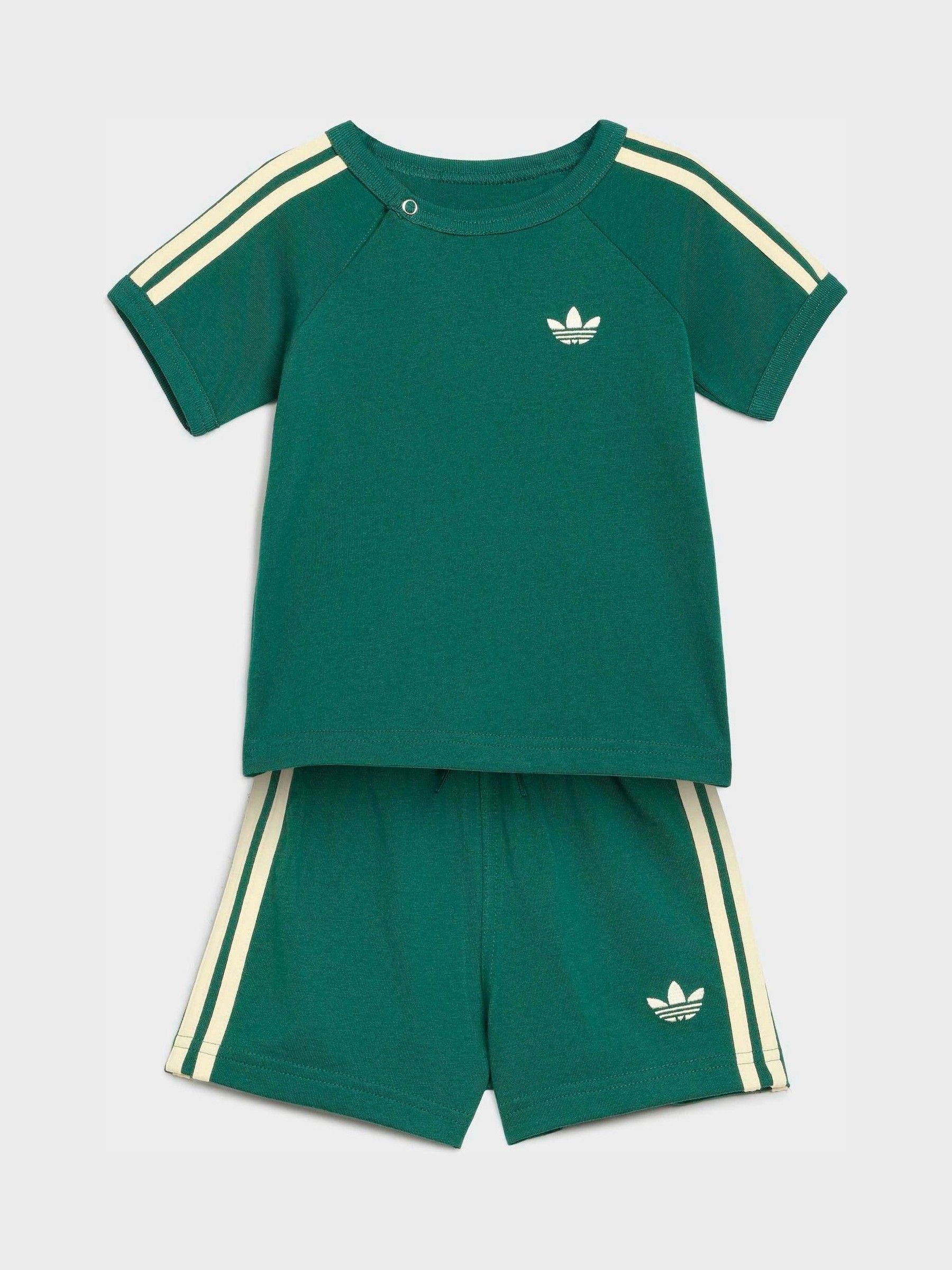 Dsiney Kidz - adidas Originals Green 3-Stripe Top & Short Set image 1