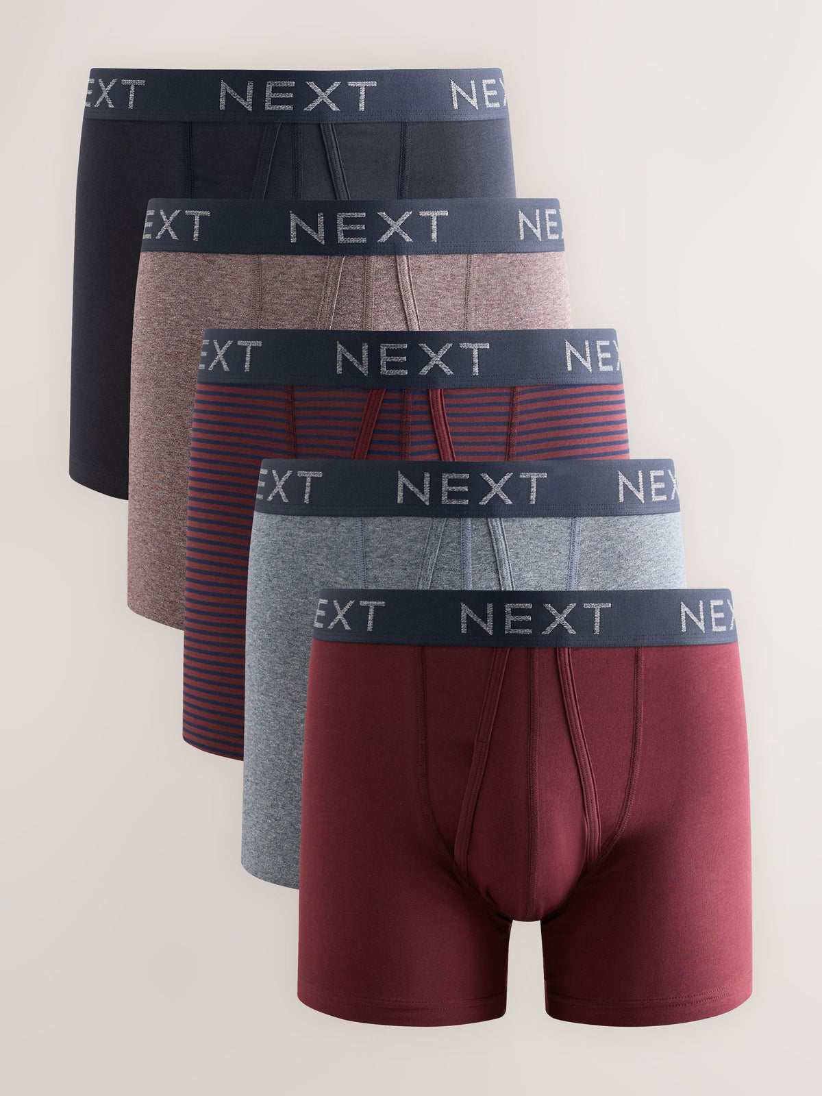 Dsiney Kidz - Burgundy Red Stripe Marl 5 Pack A Front Cotton Rich Boxers image 1