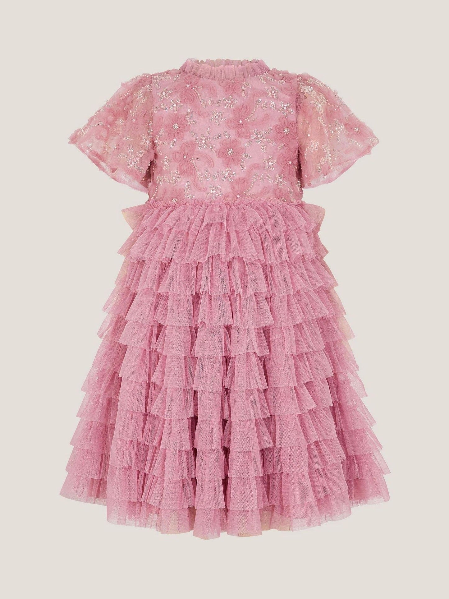Monsoon Dusky Pink Shikha Floral Embellished Tiered Ruffle Dress image 2