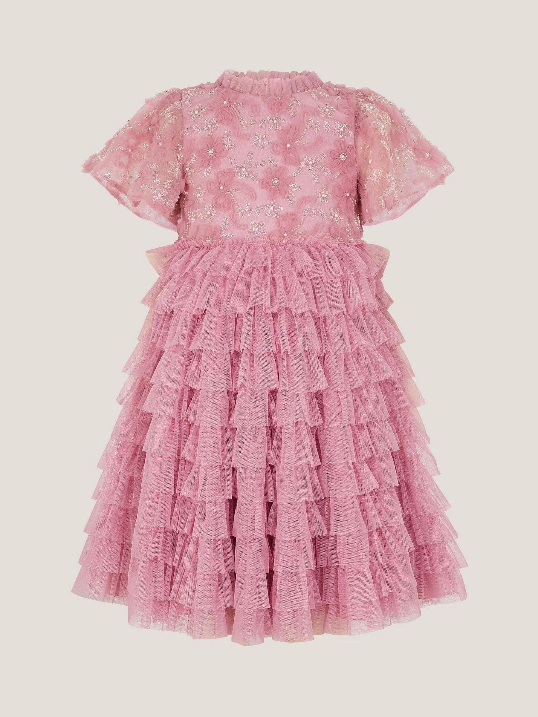 Monsoon Dusky Pink Shikha Floral Embellished Tiered Ruffle Dress image 2
