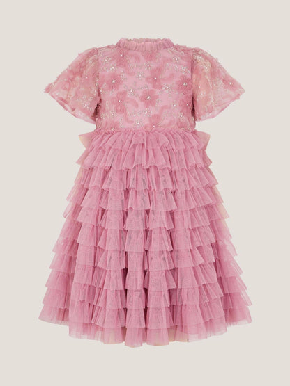 Monsoon Dusky Pink Shikha Floral Embellished Tiered Ruffle Dress image 2