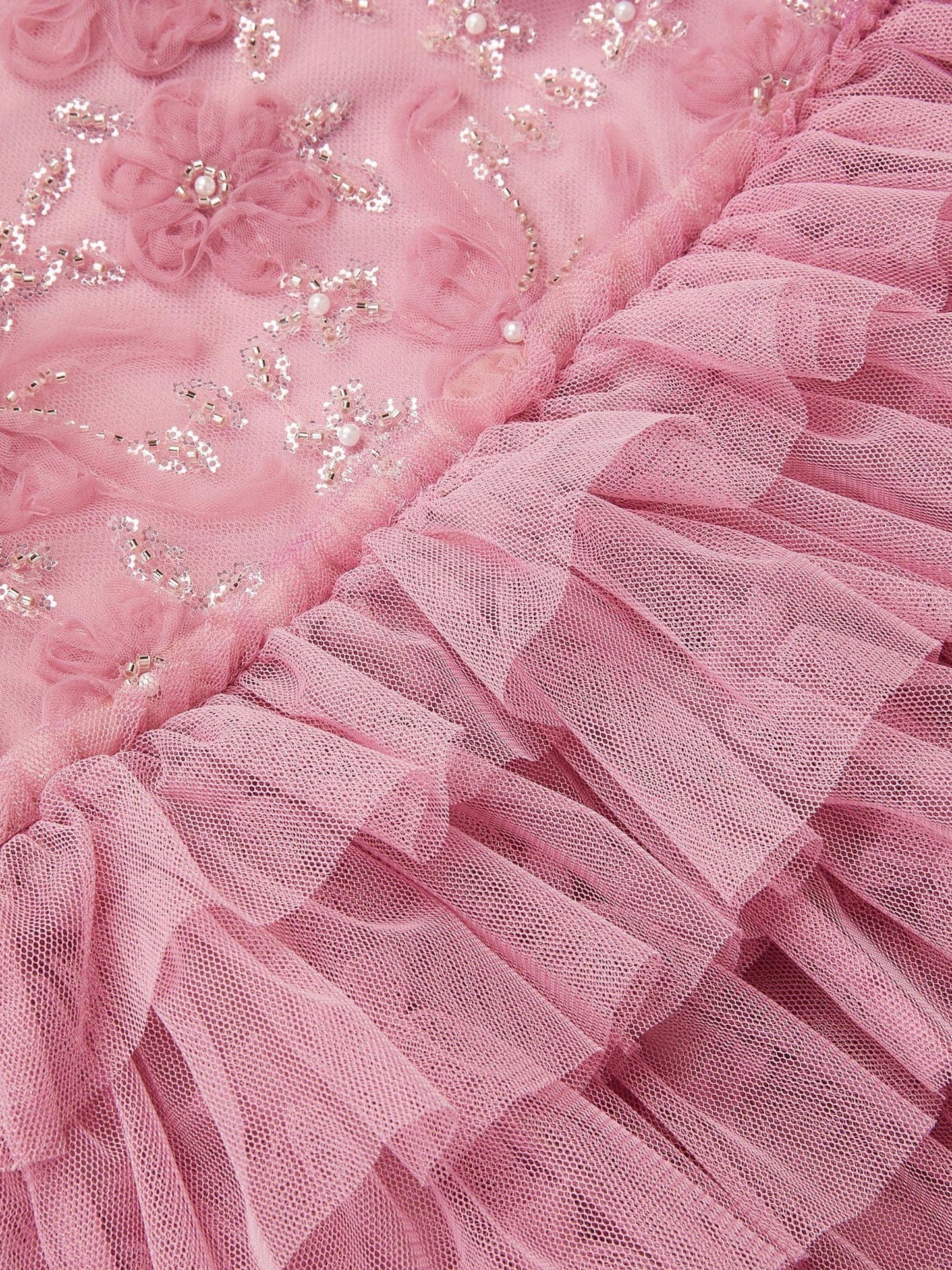 Monsoon Dusky Pink Shikha Floral Embellished Tiered Ruffle Dress image 4