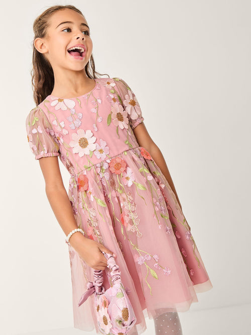 Monsoon Pink Minnie Floral Appliqué Party Dress image 1