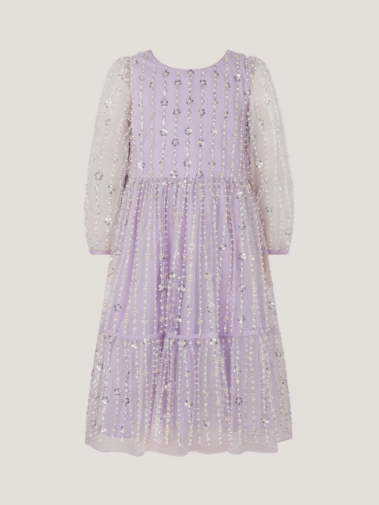 Monsoon Purple Colette Pearl Long Sleeve Party Dress image 1
