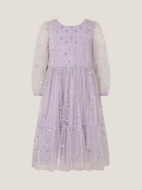 Monsoon Purple Colette Pearl Long Sleeve Party Dress image 1