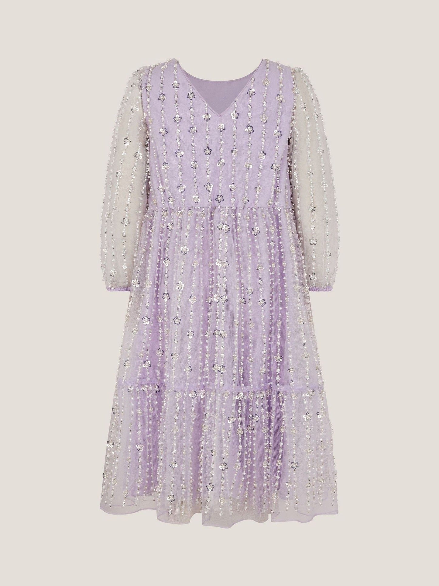 Monsoon Purple Colette Pearl Long Sleeve Party Dress image 2