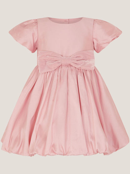 Dsiney Kidz - Monsoon Pink Baby Velvet Bow Bubble Hem Dress image 1