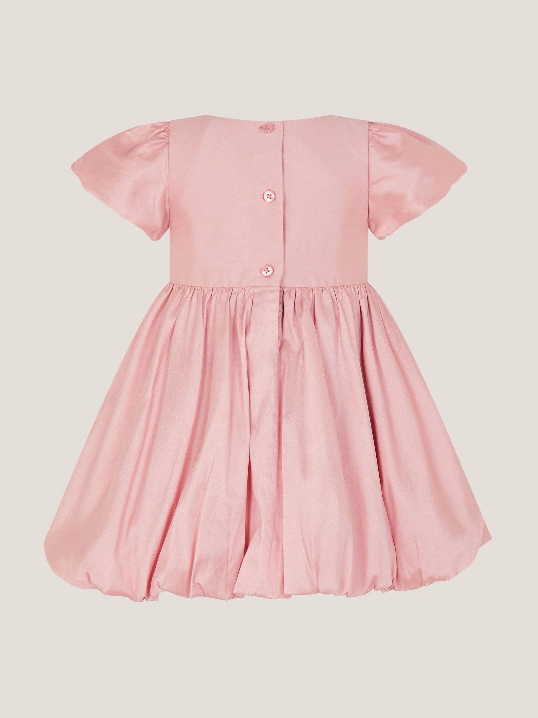 Dsiney Kidz - Monsoon Pink Baby Velvet Bow Bubble Hem Dress image 2