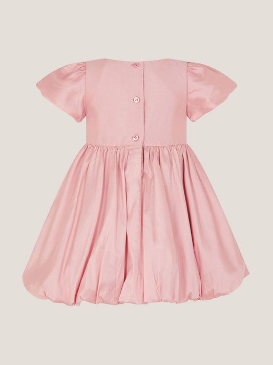 Dsiney Kidz - Monsoon Pink Baby Velvet Bow Bubble Hem Dress image 2