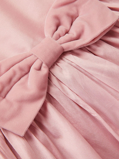 Dsiney Kidz - Monsoon Pink Baby Velvet Bow Bubble Hem Dress image 3