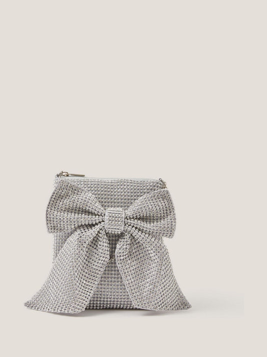Monsoon Silver Diamanté Embellished Bow Bag image 1