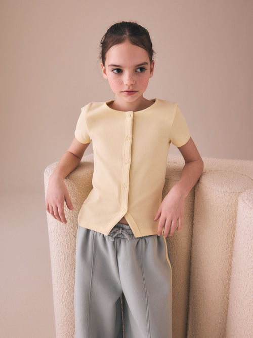 Dsiney Kidz - Yellow Short Sleeve Ribbed Cardigan (3-16yrs) image 1