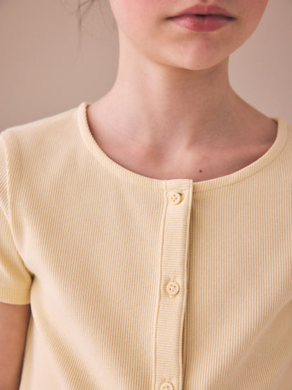 Dsiney Kidz - Yellow Short Sleeve Ribbed Cardigan (3-16yrs) image 4