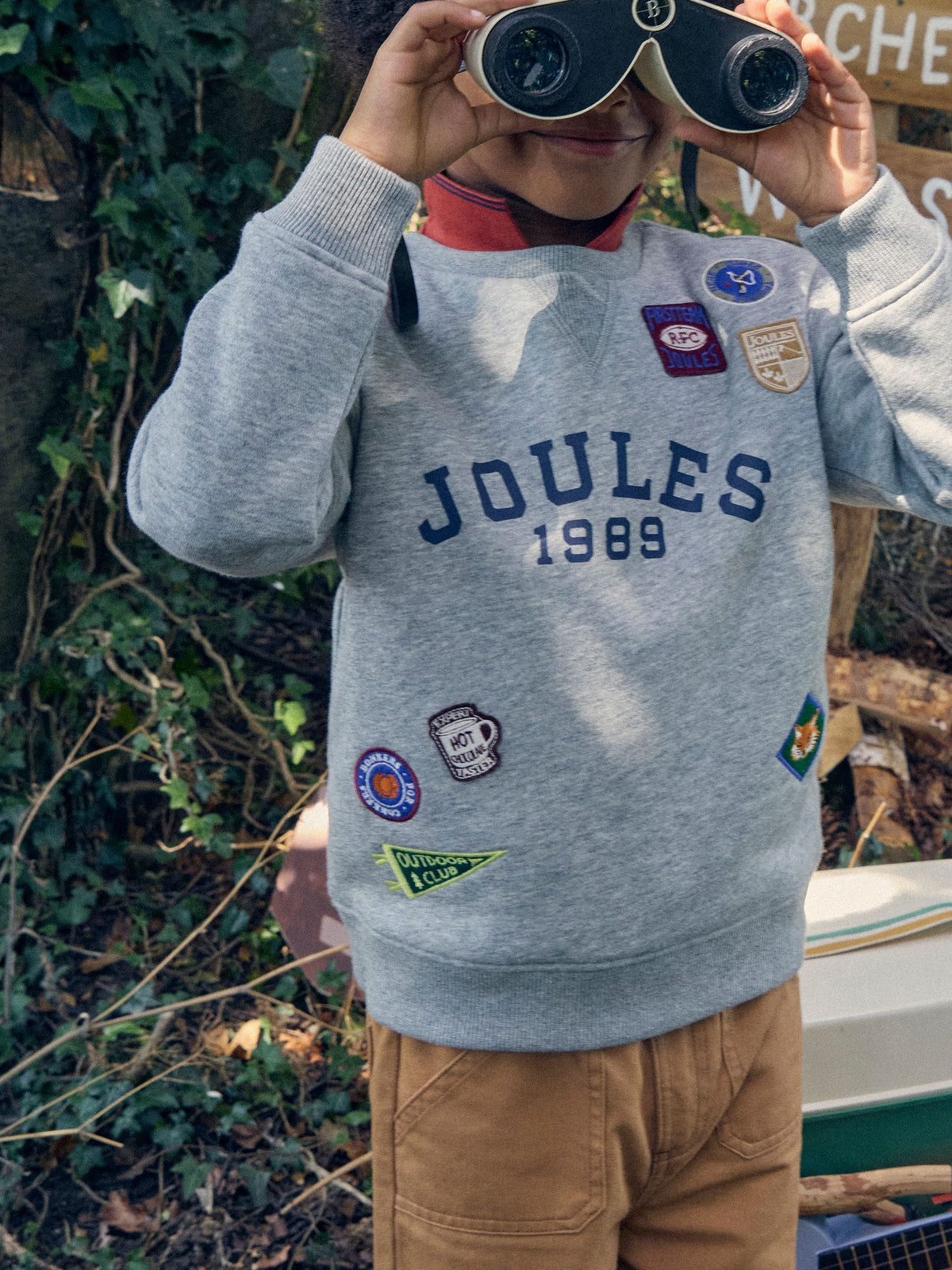 Joules Boys' Jasper Grey Marl Crew Badge Sweatshirt - image 2