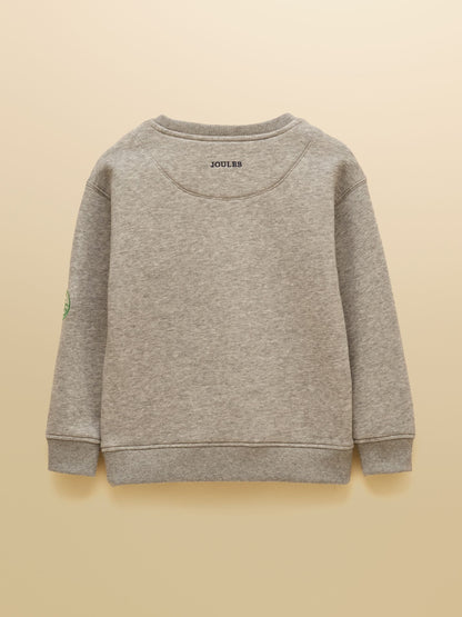 Joules Boys' Jasper Grey Marl Crew Badge Sweatshirt - image 4