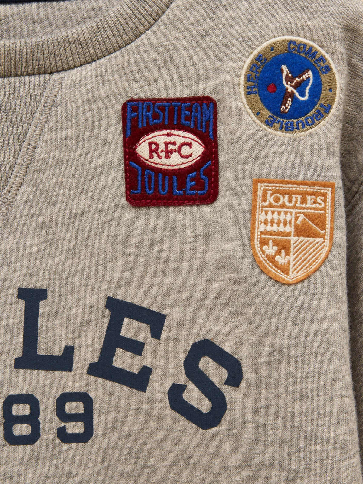 Joules Boys' Jasper Grey Marl Crew Badge Sweatshirt - image 5