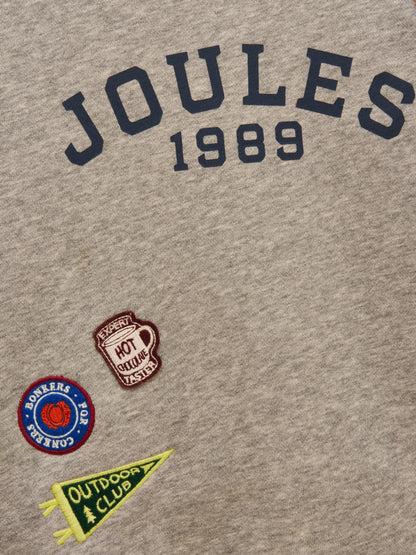 Joules Boys' Jasper Grey Marl Crew Badge Sweatshirt - image 6