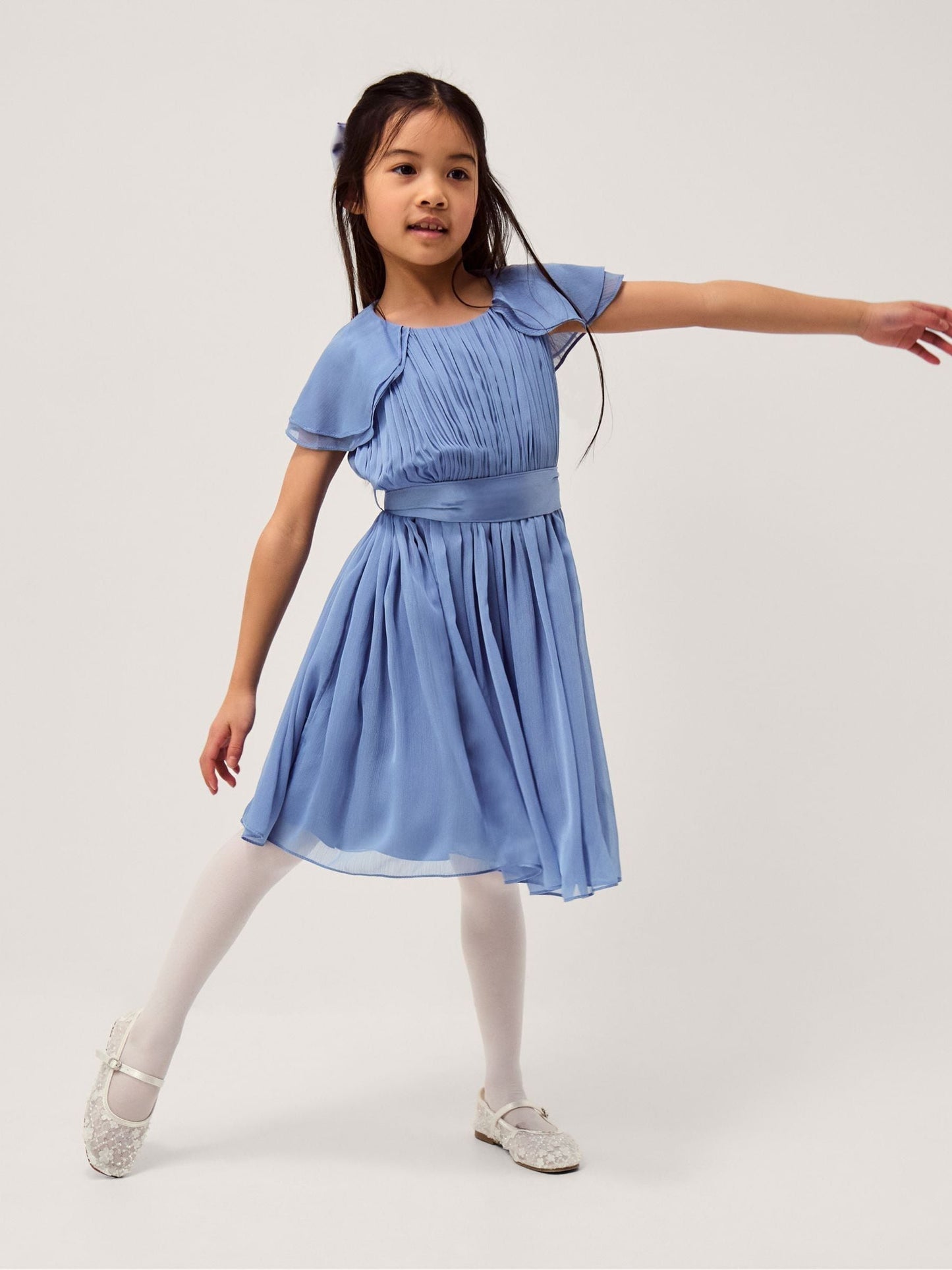 Monsoon Blue Ava Cape Sleeve Chiffon Bridesmaid Dress image 1