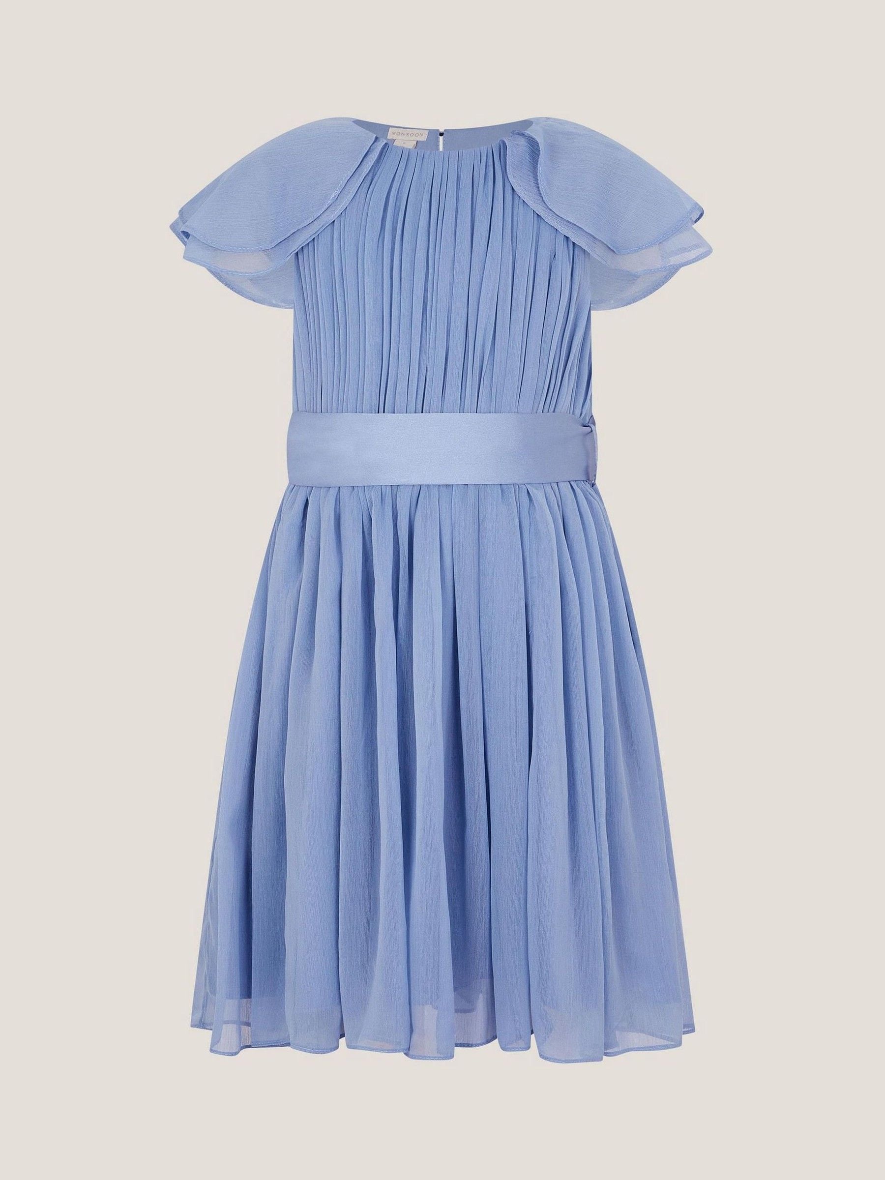 Monsoon Blue Ava Cape Sleeve Chiffon Bridesmaid Dress image 2