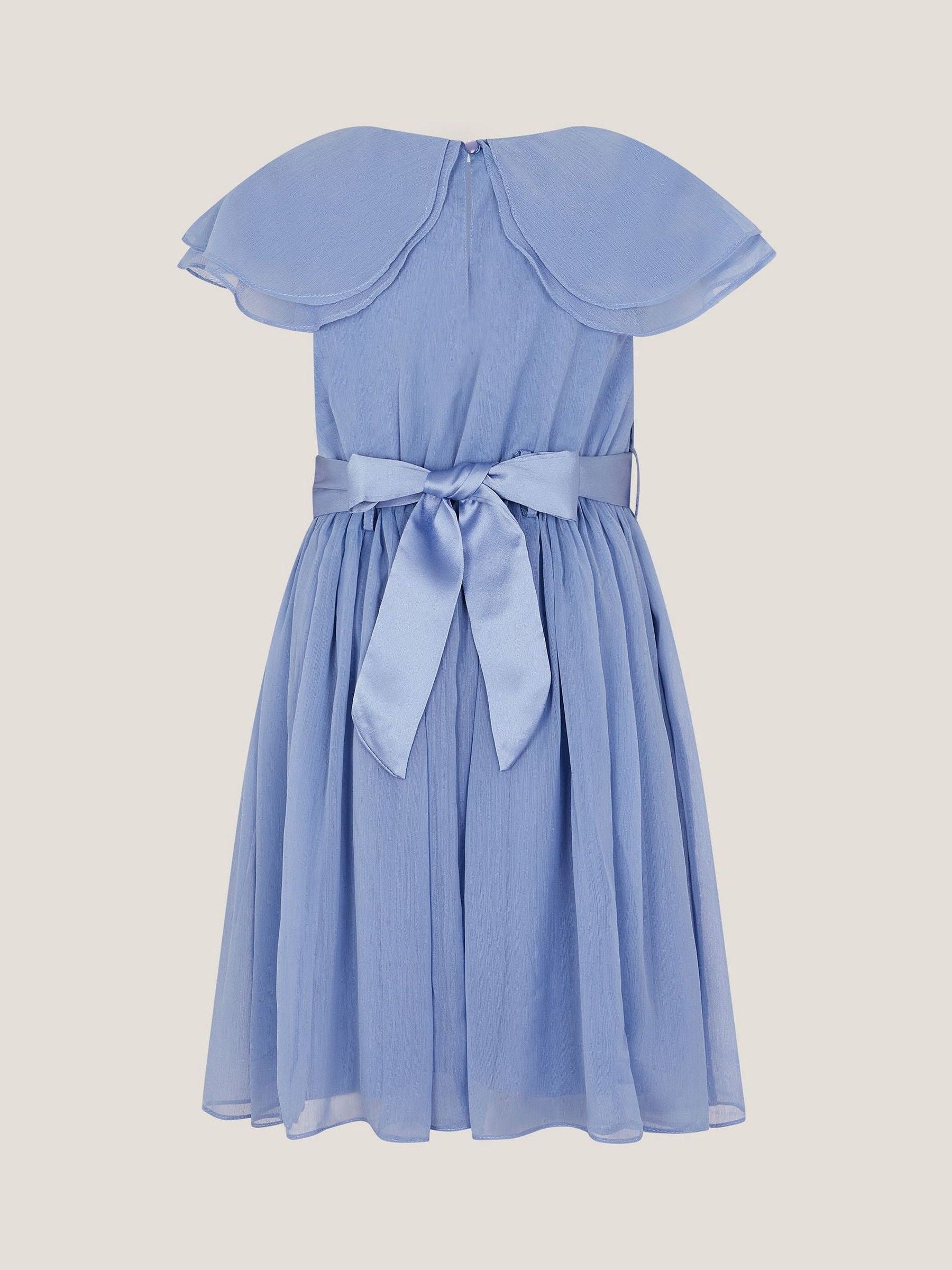 Monsoon Blue Ava Cape Sleeve Chiffon Bridesmaid Dress image 3