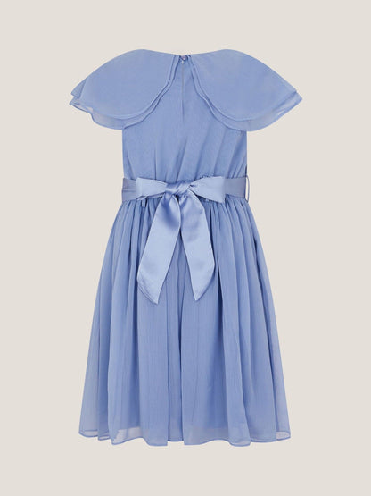 Monsoon Blue Ava Cape Sleeve Chiffon Bridesmaid Dress image 3