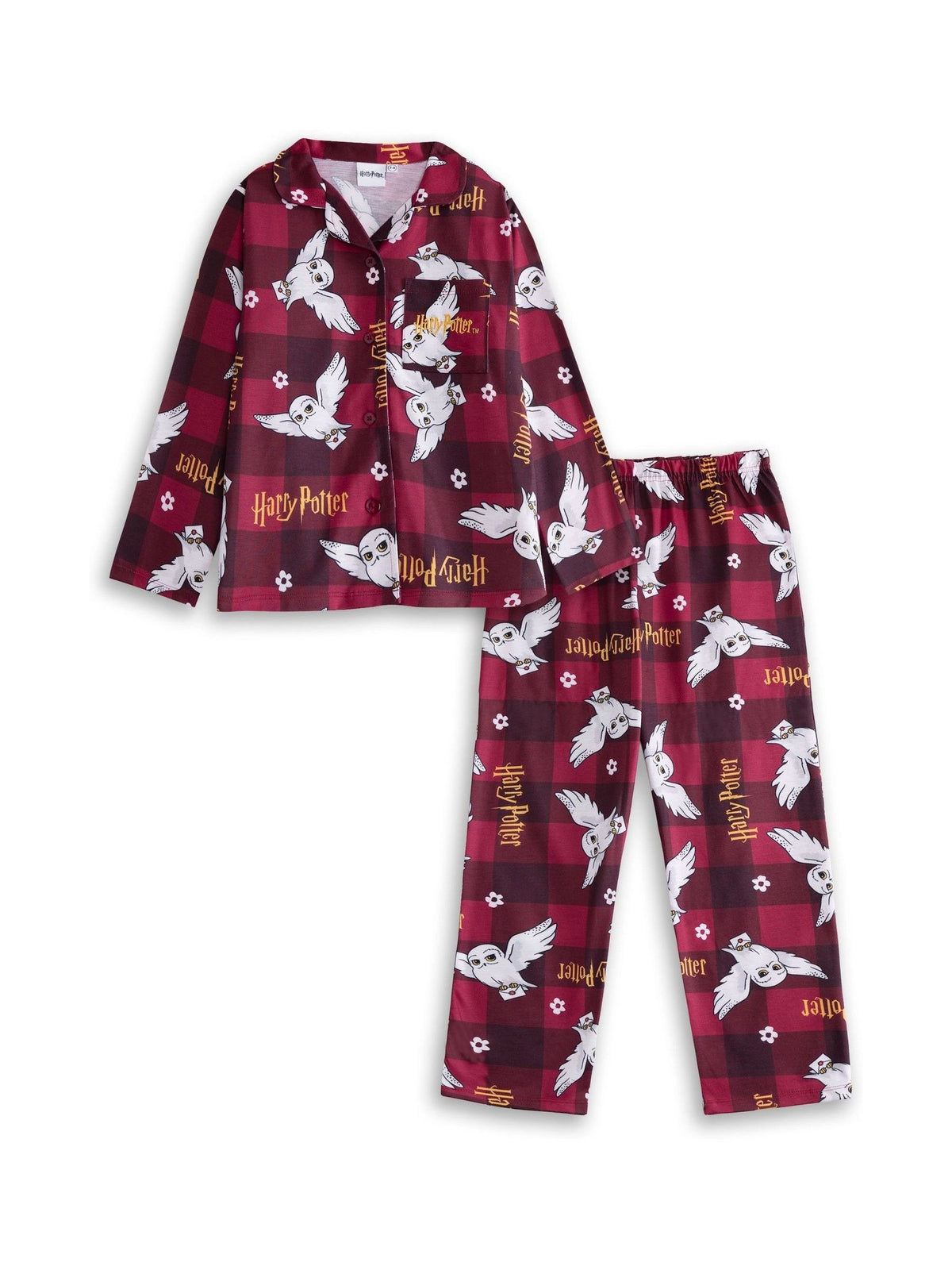Vanilla Underground Red Harry Potter Button-Up Long Sleeve Leg Pyjamas Set - image 1