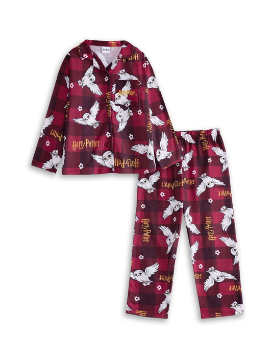 Vanilla Underground Red Harry Potter Button-Up Long Sleeve Leg Pyjamas Set - image 1