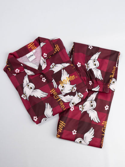 Vanilla Underground Red Harry Potter Button-Up Long Sleeve Leg Pyjamas Set - image 3