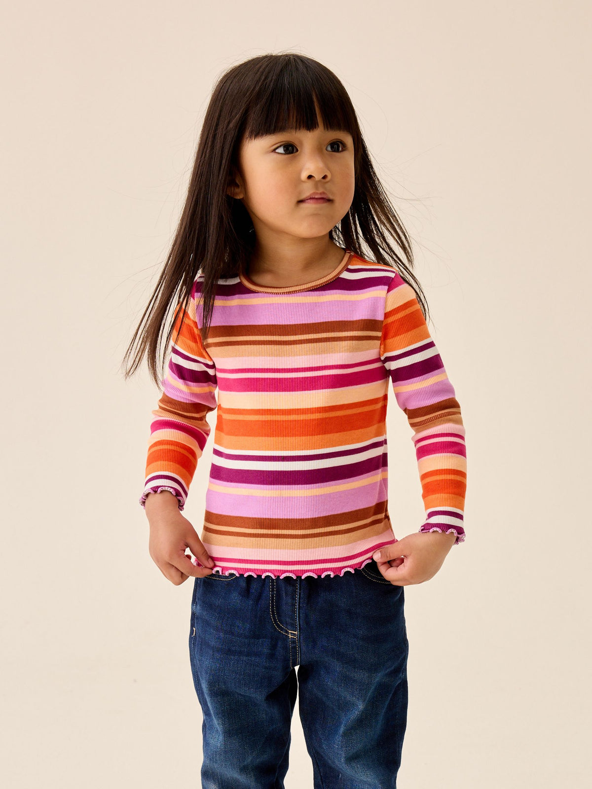 Dsiney Kidz - Purple/Pink Stripe Rib Long Sleeve T-Shirt (3mths-7yrs) image 1