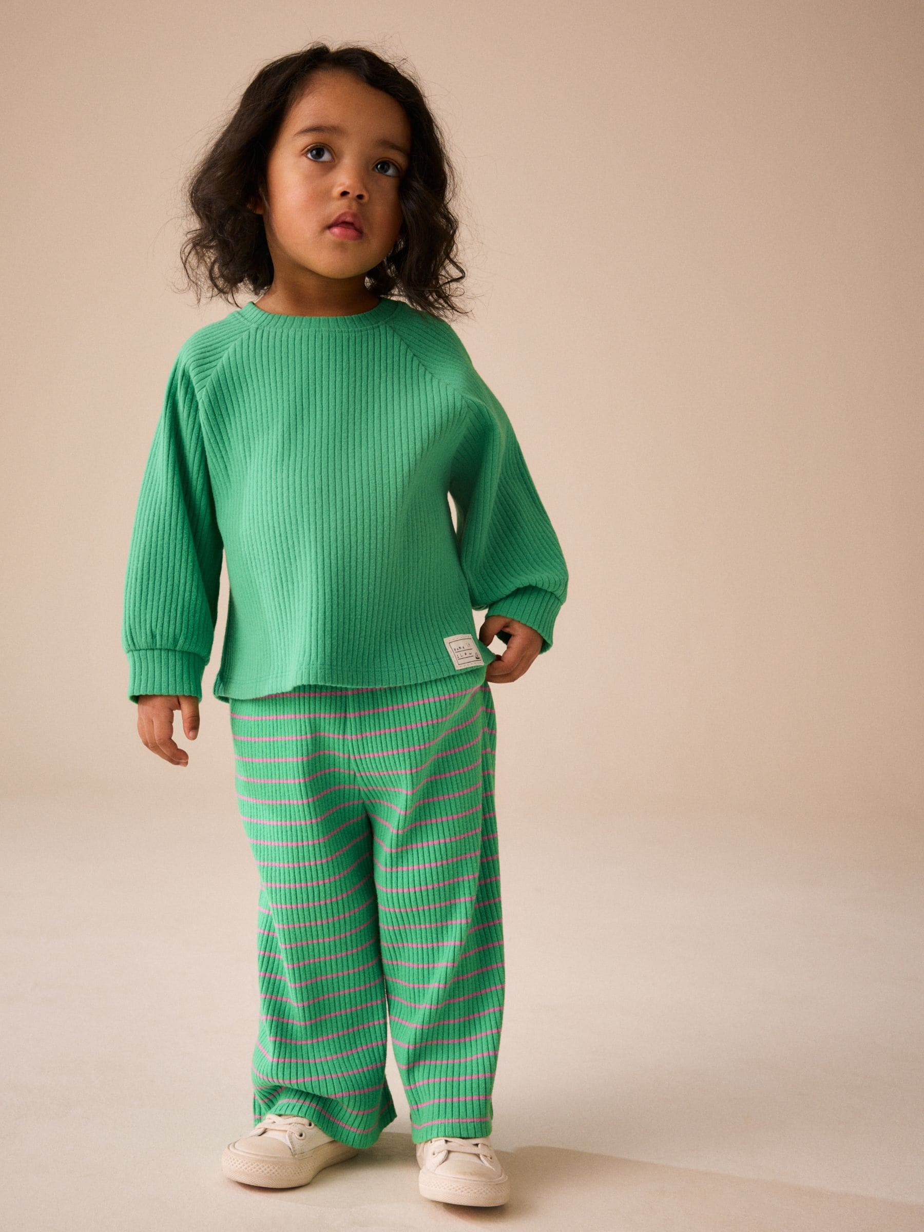 Dsiney Kidz - Green Long Sleeve Ribbed Raglan Top (3mths-7yrs) image 1