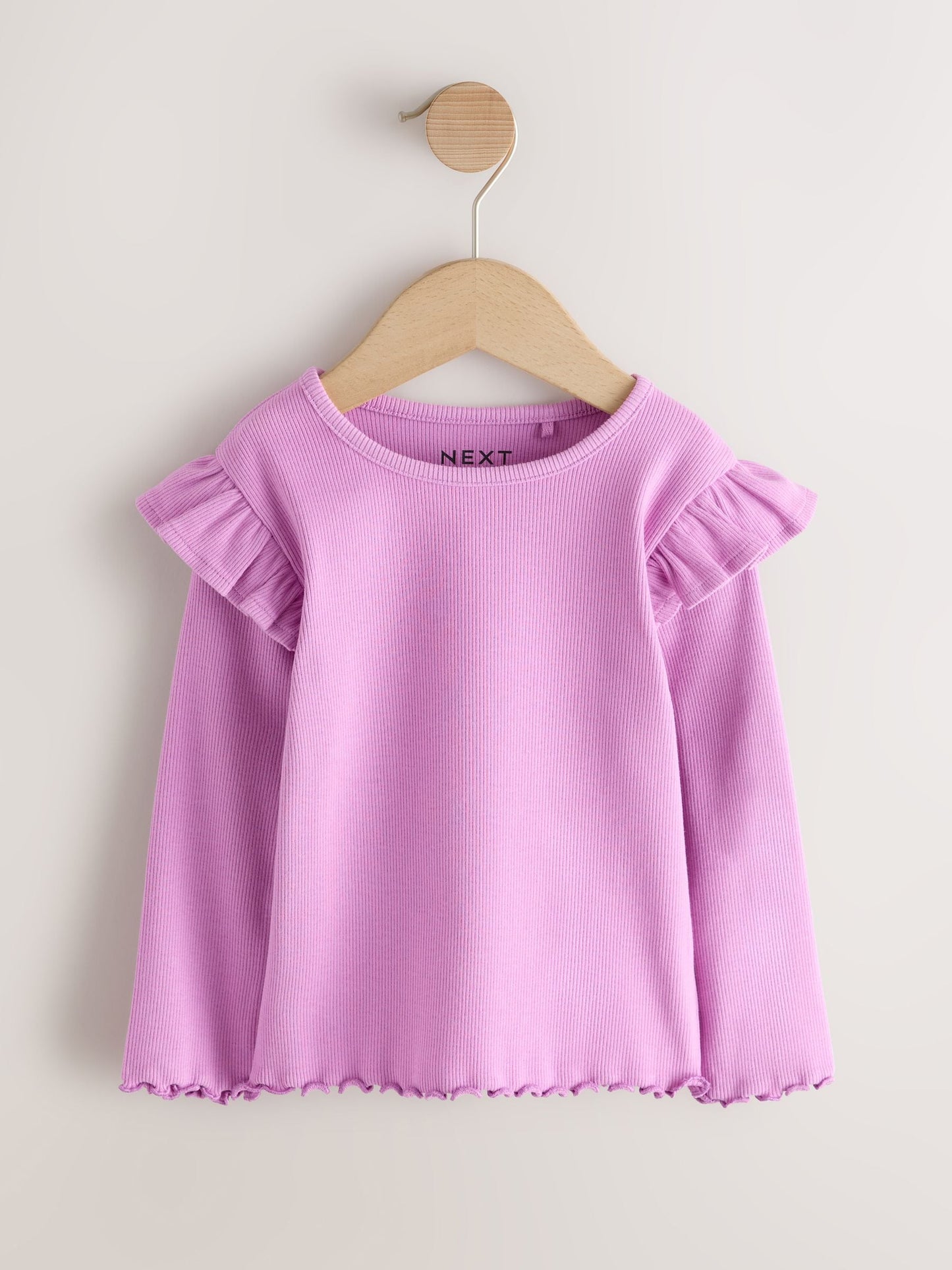 Dsiney Kidz - Lilac Purple Ribbed Long Sleeve Frill T-Shirt (3mths-7yrs) image 4